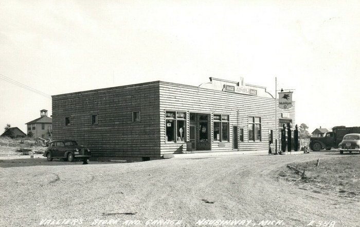 Valliers Store Mobil Gas Service Station Naubinway Michigan Rppc Vintage Photo (newer photo)